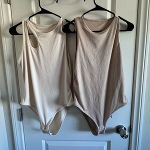 SHEIN Cream and Tan Sleeveless Bodysuits Bundle